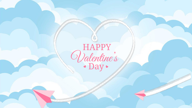 Happy Valentine's Day with Heart in Clouds Full HD video Design Template