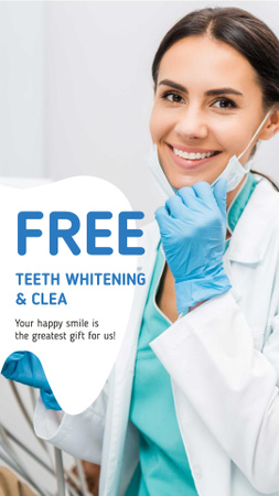 Dentistry Promotion with Smiling Woman Dentist Instagram Story Design Template