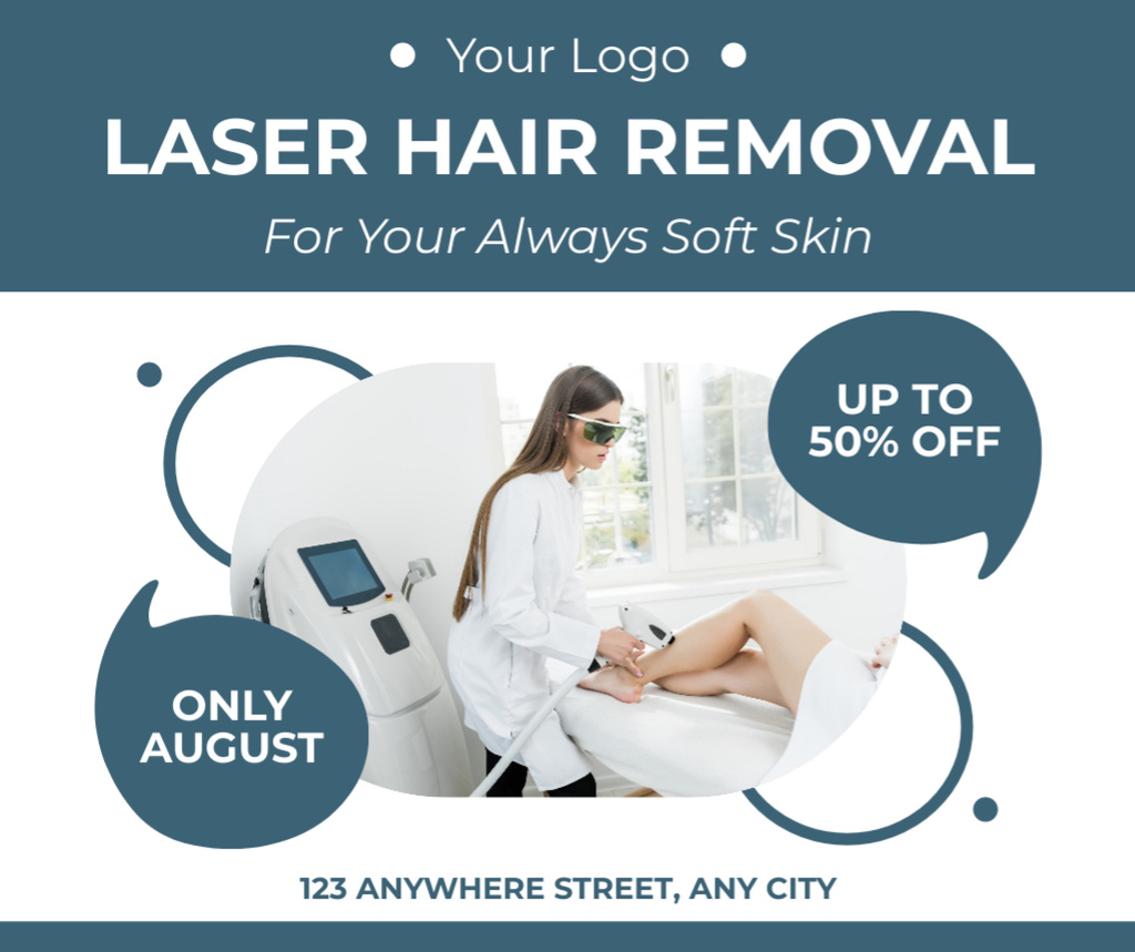 Discount for Laser Hair Removal for Soft Skin Facebook Πρότυπο σχεδίασης