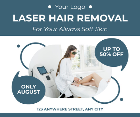 Discount for Laser Hair Removal for Soft Skin Facebook Design Template