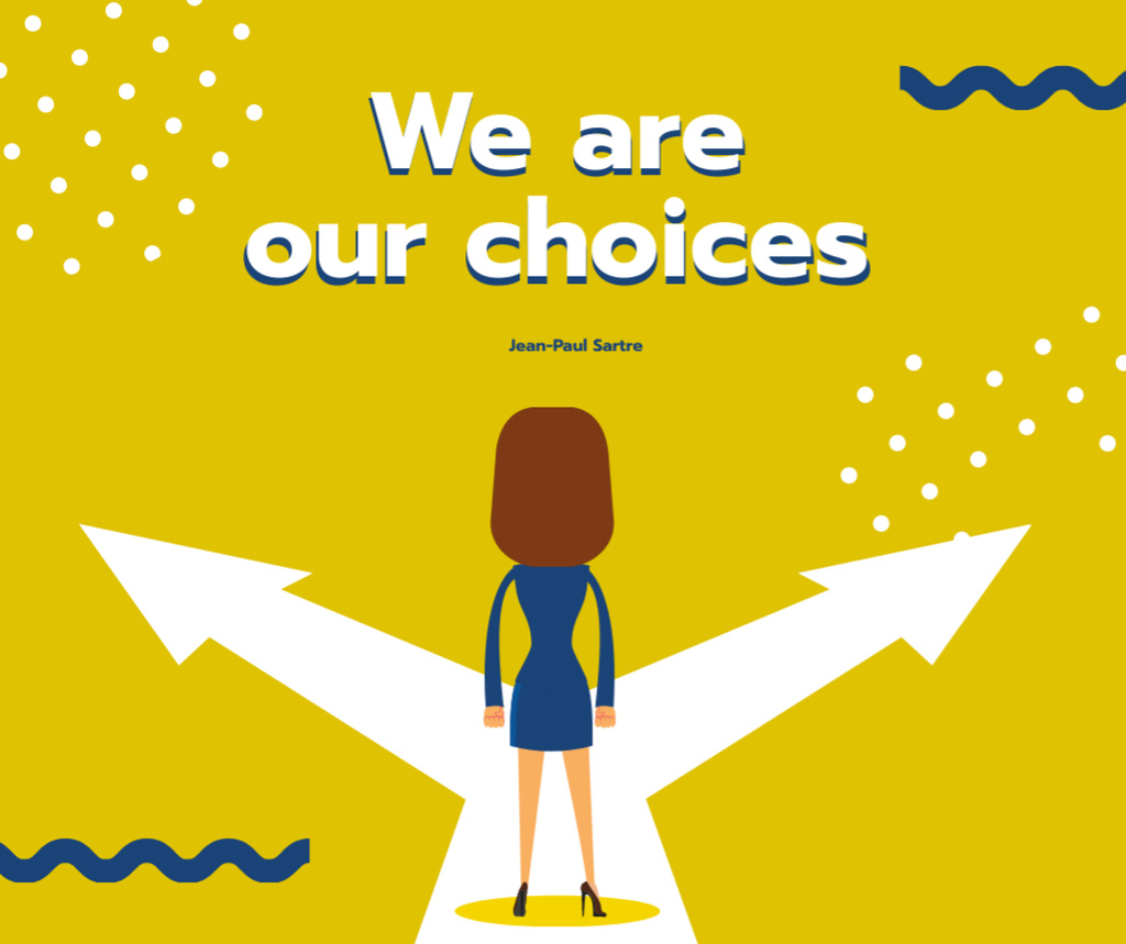 Modèle de visuel Businesswoman standing on Choices crossroads - Facebook