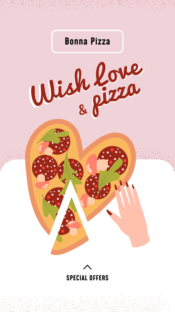 Special Pizza Offer on Valentine's Day Instagram Story Tasarım Şablonu