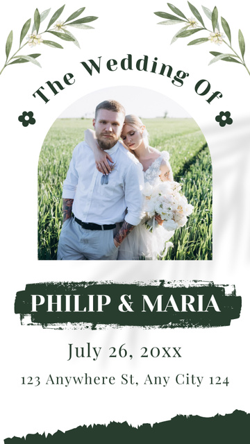Wedding Announcement with Beautiful Bride and Groom Instagram Video Story Design Template