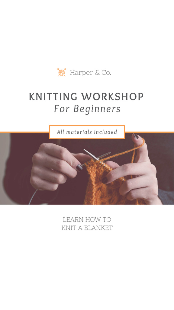 Designvorlage Knitting Workshop Announcement für Instagram Story