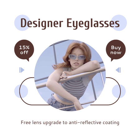 Modèle de visuel Remise sur les lunettes de créateurs avec installation de lentilles gratuite - Animated Post