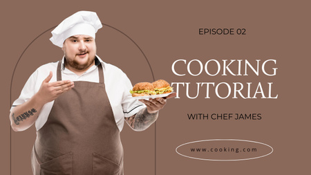 Cooking Tutorials with Cute Chef Youtube Thumbnail Design Template