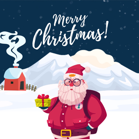 Merry Christmas Greeting with Santa Claus Instagram Design Template