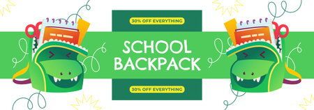 Розпродаж шкільного рюкзака із милим зеленим динозавром Tumblr – шаблон для дизайну