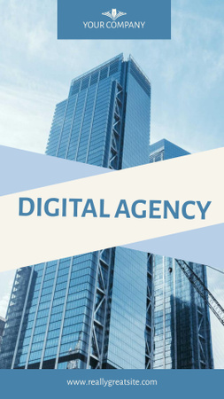 Plantilla de diseño de Servicios de agencias digitales y edificios de vidrio modernos Mobile Presentation 