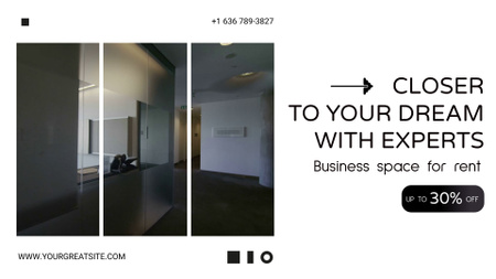 Plantilla de diseño de Elegante espacio de negocios con descuento en oferta de alquiler Full HD video 