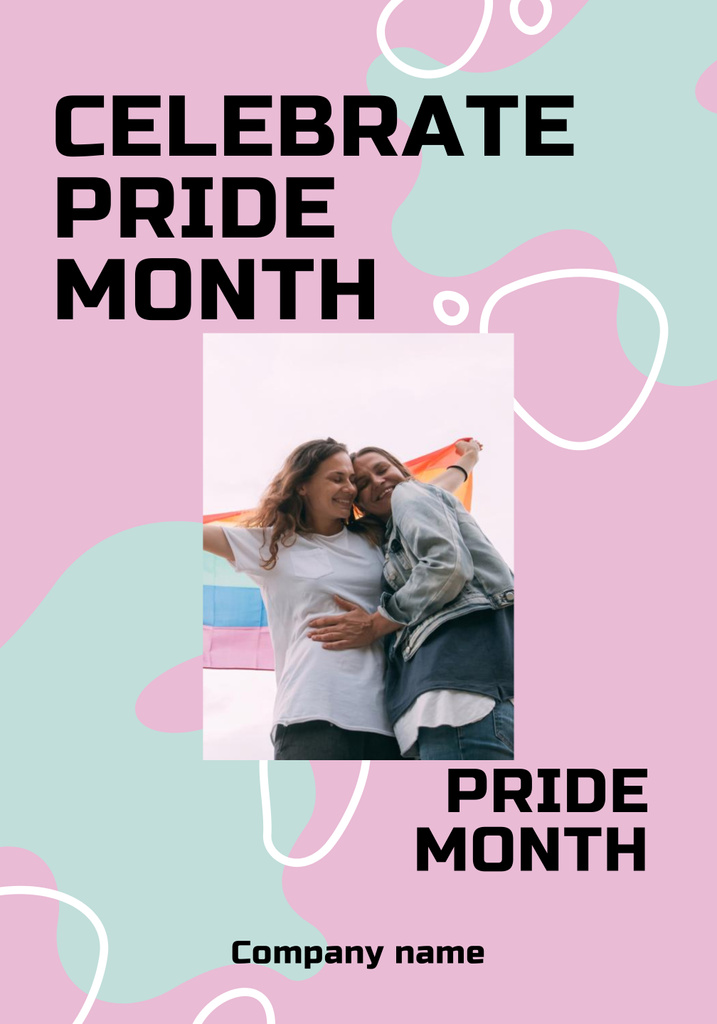 Cute LGBT Couple And Celebration Of Pride Month Poster 28x40in – шаблон для дизайна