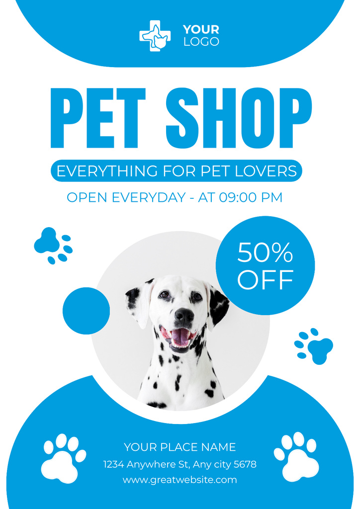 Designvorlage Pet Shop Goods Sale für Poster