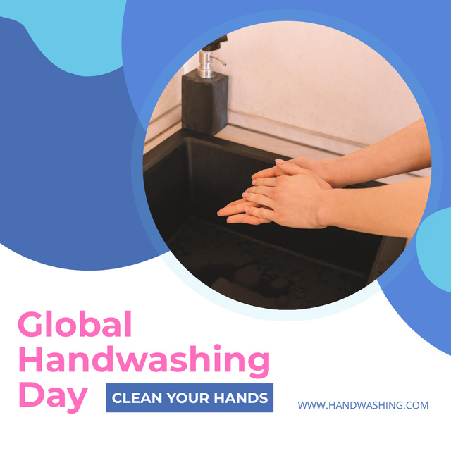 Global Handwashing Day Blue Instagram Design Template
