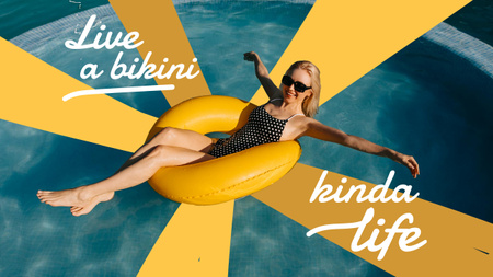 Plantilla de diseño de inspiración de verano con chica joven en la piscina Youtube Thumbnail 