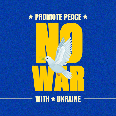 Pigeon with Phrase No to War in Ukraine Instagram Design Template