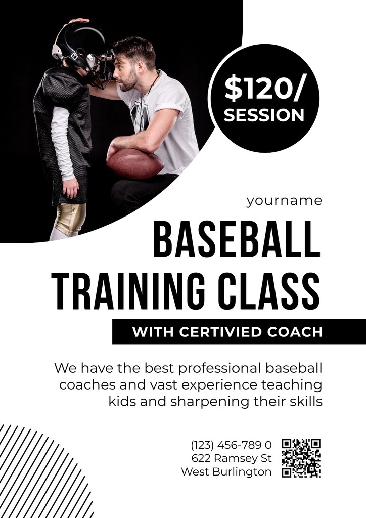 Platilla de diseño Baseball Training Classes for Kids Poster