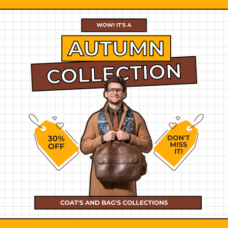 Plantilla de diseño de Descuento en bolsos y abrigos de la colección de otoño Animated Post 
