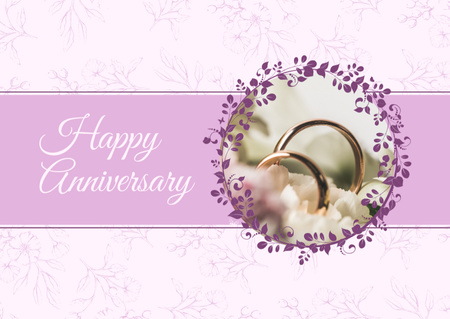 Happy Anniversary with Wedding Rings Card Design Template