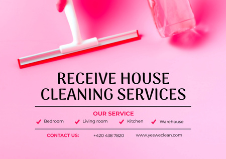 Cleaning Services with Pink Detergent Flyer A5 Horizontal Design Template