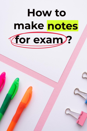 Make Notes for Exam with Colourful Markers Pinterest Design Template