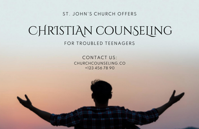 Christian Church Counseling Offer for Trouble Teenagers Flyer 5.5x8.5in Horizontal Modelo de Design
