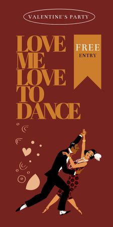Valentine's Day Event with Dancing Couple in Love Graphic Design Template