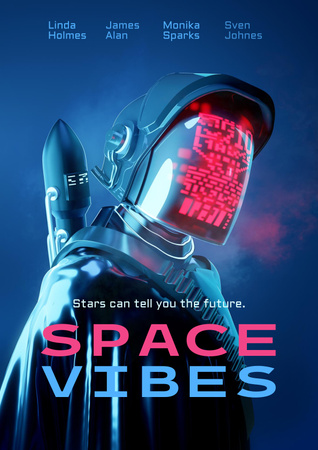 Movie Announcement with Man in Astronaut Suit Poster Design Template