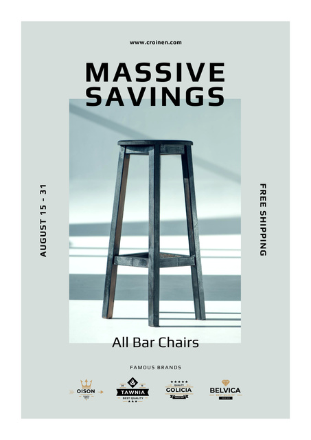 Plantilla de diseño de Offer of Bar Chairs Poster 
