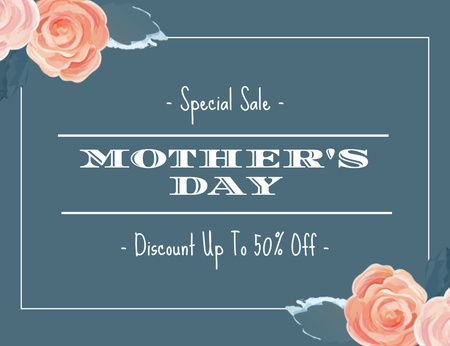 Special Sale on Mother's Day with Discount Thank You Card 5.5x4in Horizontal Design Template