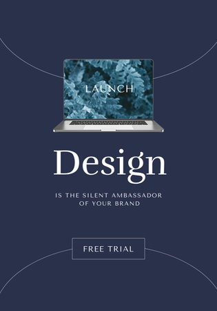 Designvorlage app-launch-ankündigung mit laptop-bildschirm für Poster 28x40in