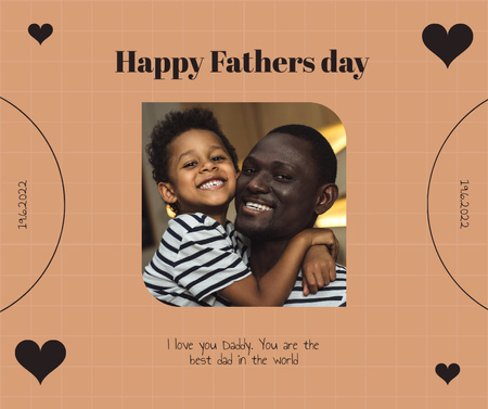 Happy Father's Day Greetings with African American Dad and Baby Facebook Design Template