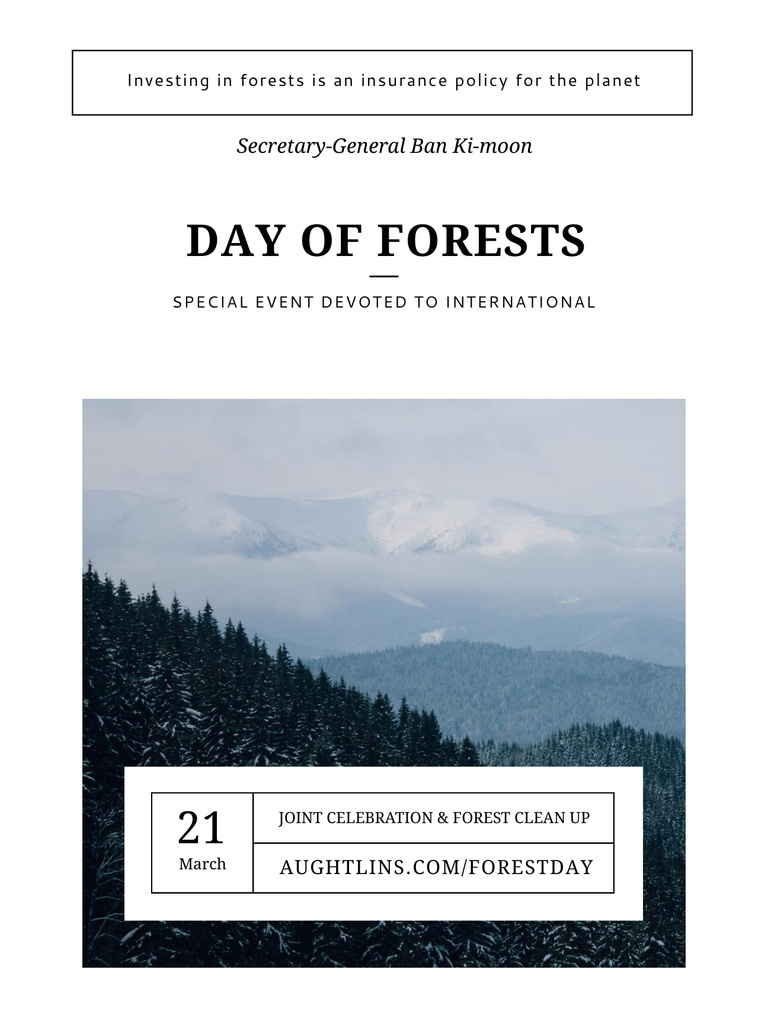 Global Woodlands Conservation Event with Mountains In March Poster US – шаблон для дизайна