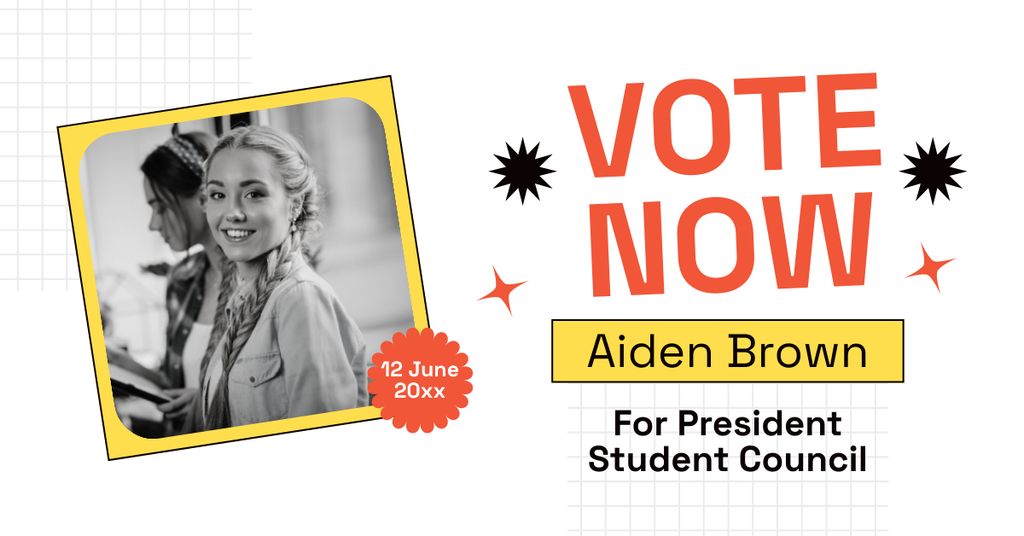 Voting for Student Council President Facebook AD Design Template
