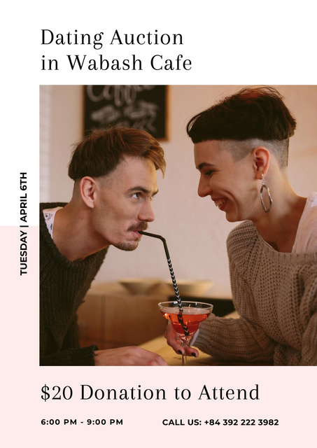 Ontwerpsjabloon van Poster van Dating Auction in Wabash Cafe