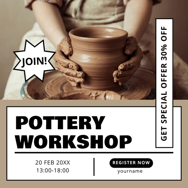 Ontwerpsjabloon van Instagram van Offer Discounts on Pottery Workshop