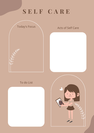 Self Care Planner with Woman in Brown Schedule Planner Design Template
