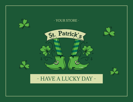 Happy St. Patrick's Day Wishes Thank You Card 5.5x4in Horizontal Design Template