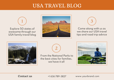 Travel Tour in USA Poster B2 Horizontal Design Template