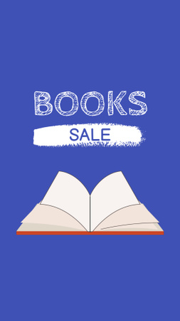 Designvorlage Ankündigung zum Verkauf erschwinglicher Bücher in Blau für Instagram Video Story