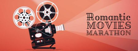 Film projector with Valentine's Day Movie Facebook Video cover Design Template