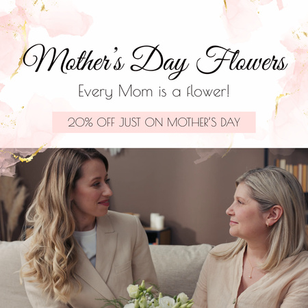Beautiful Bouquets With Discount On Mother's Day Animated Post Šablona návrhu