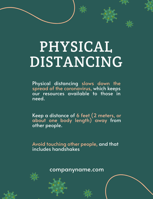 Motivation of Physical Distancing during Pandemic Poster 8.5x11in Design Template