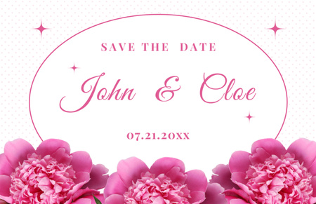 Plantilla de diseño de Wedding Celebration Announcement with Pink Peonies Thank You Card 5.5x8.5in 