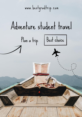 Plantilla de diseño de Anuncio de oferta de viajes para estudiantes con barco Poster 28x40in 