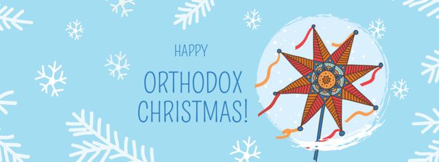Orthodox Christmas Greeting with Festive Star Facebook cover Tasarım Şablonu