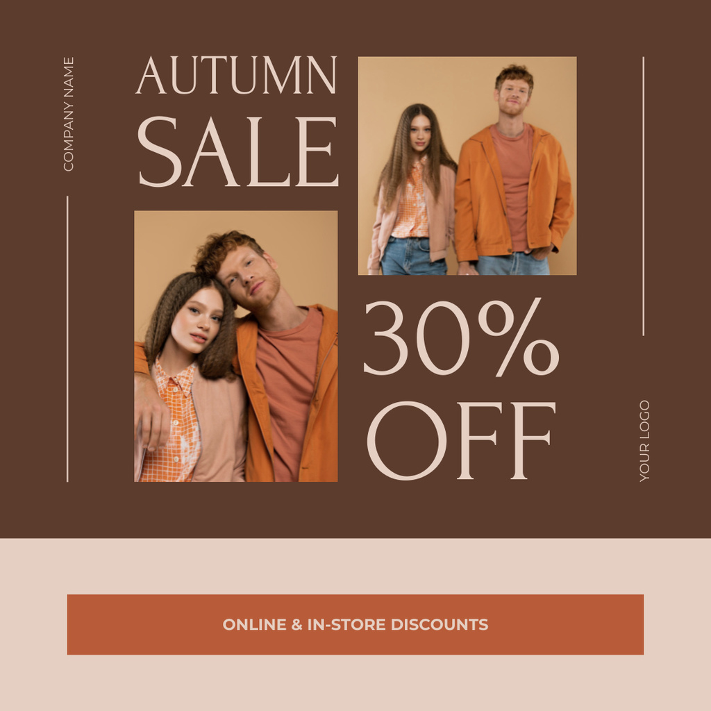 Autumn Sale of Stylish Looks on Brown Instagram – шаблон для дизайну