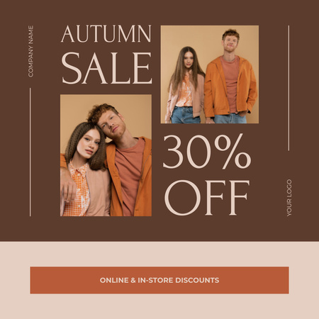 Designvorlage Herbstschlussverkauf mit stilvollen Looks in Braun für Instagram
