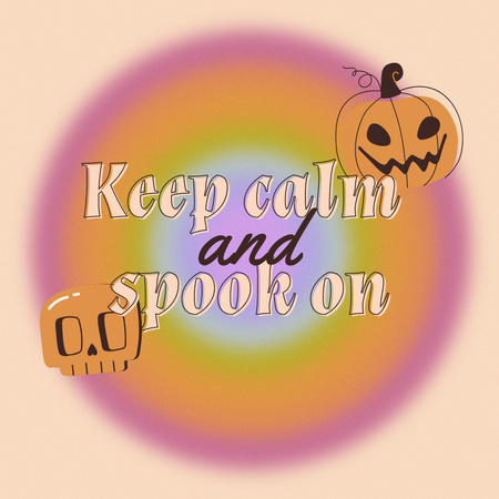 Funny Phrase about Halloween with Scary Pumpkin and Skull Animated Post Modelo de Design