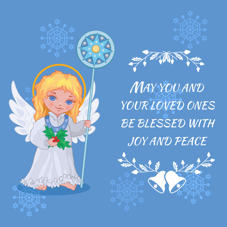 Little girl angel in Blue Animated Post Design Template