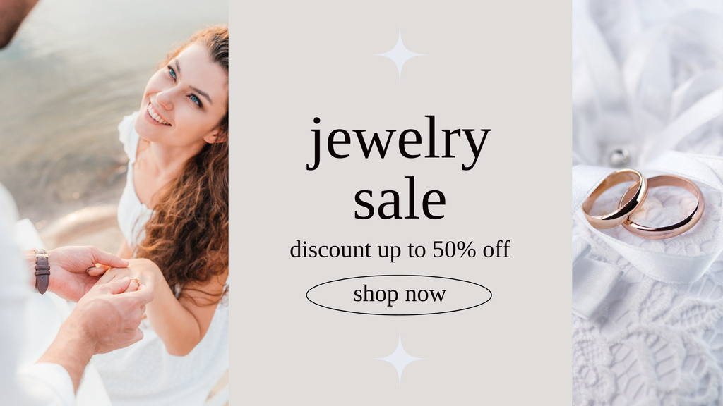 Jewelry Sale Announcement with Young Couple FB event cover Modelo de Design